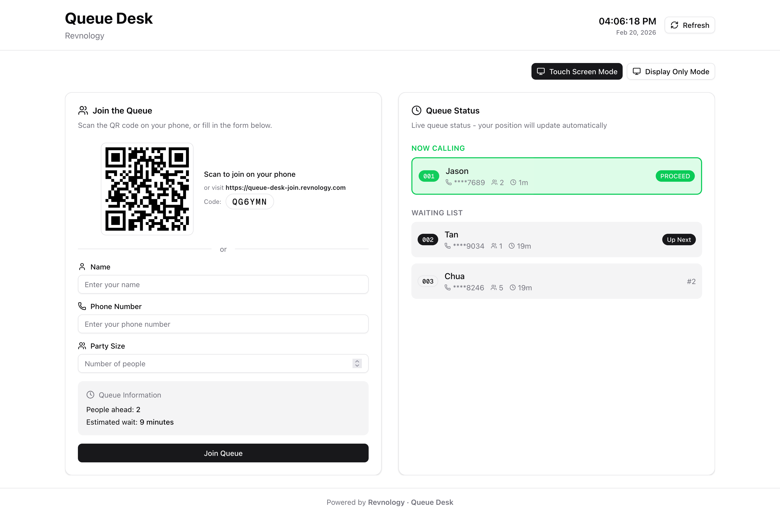 Customer Queue Display